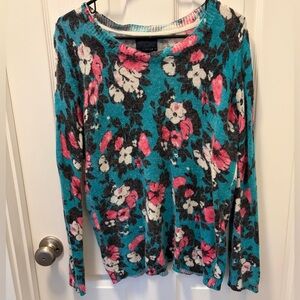 Forever 21 Teal and Pink Floral Sweater
